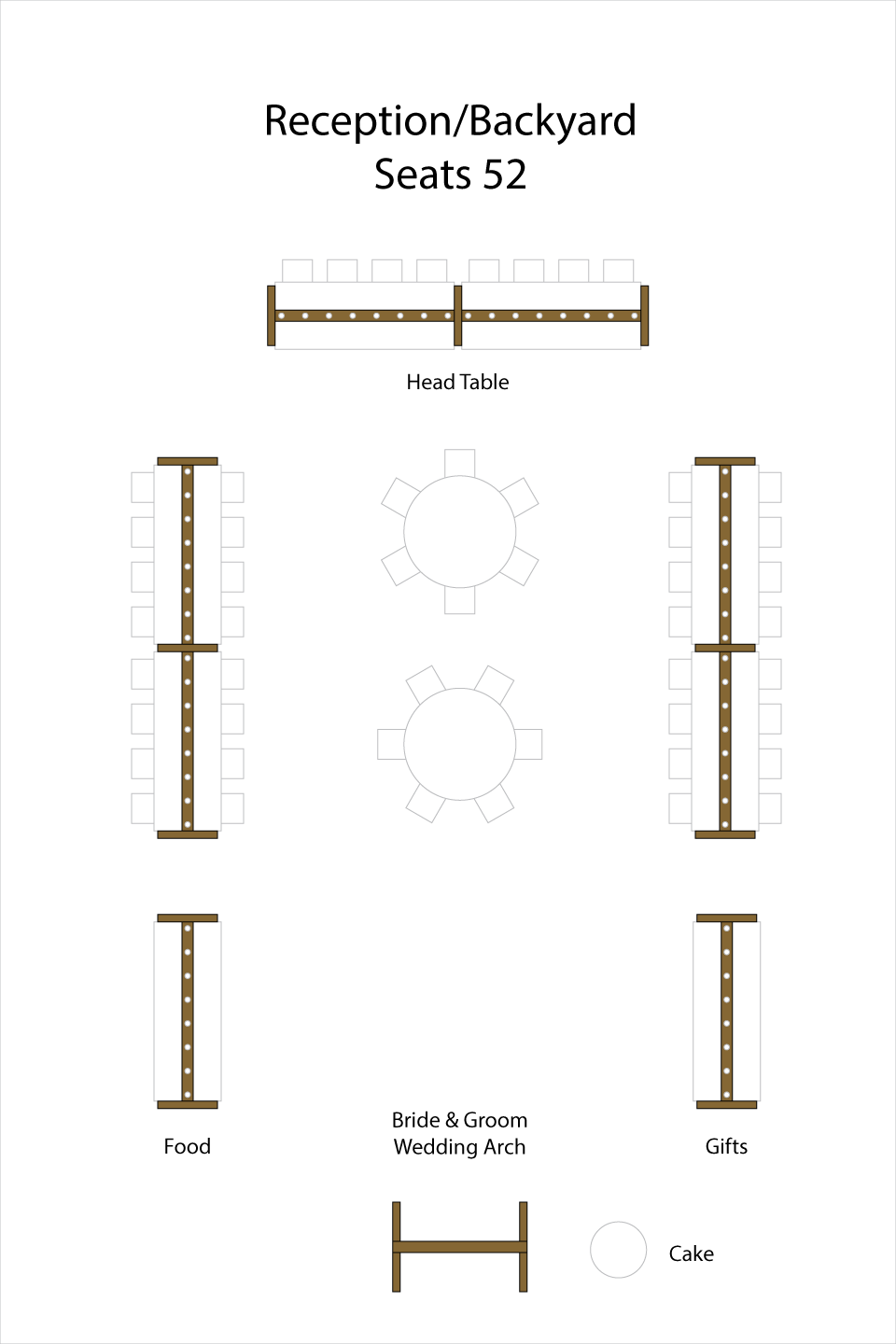 Camdas Lighted Table Arch Sample Layout Camdas Lighted Table Arch Sample Layout for a Backyard Reception
