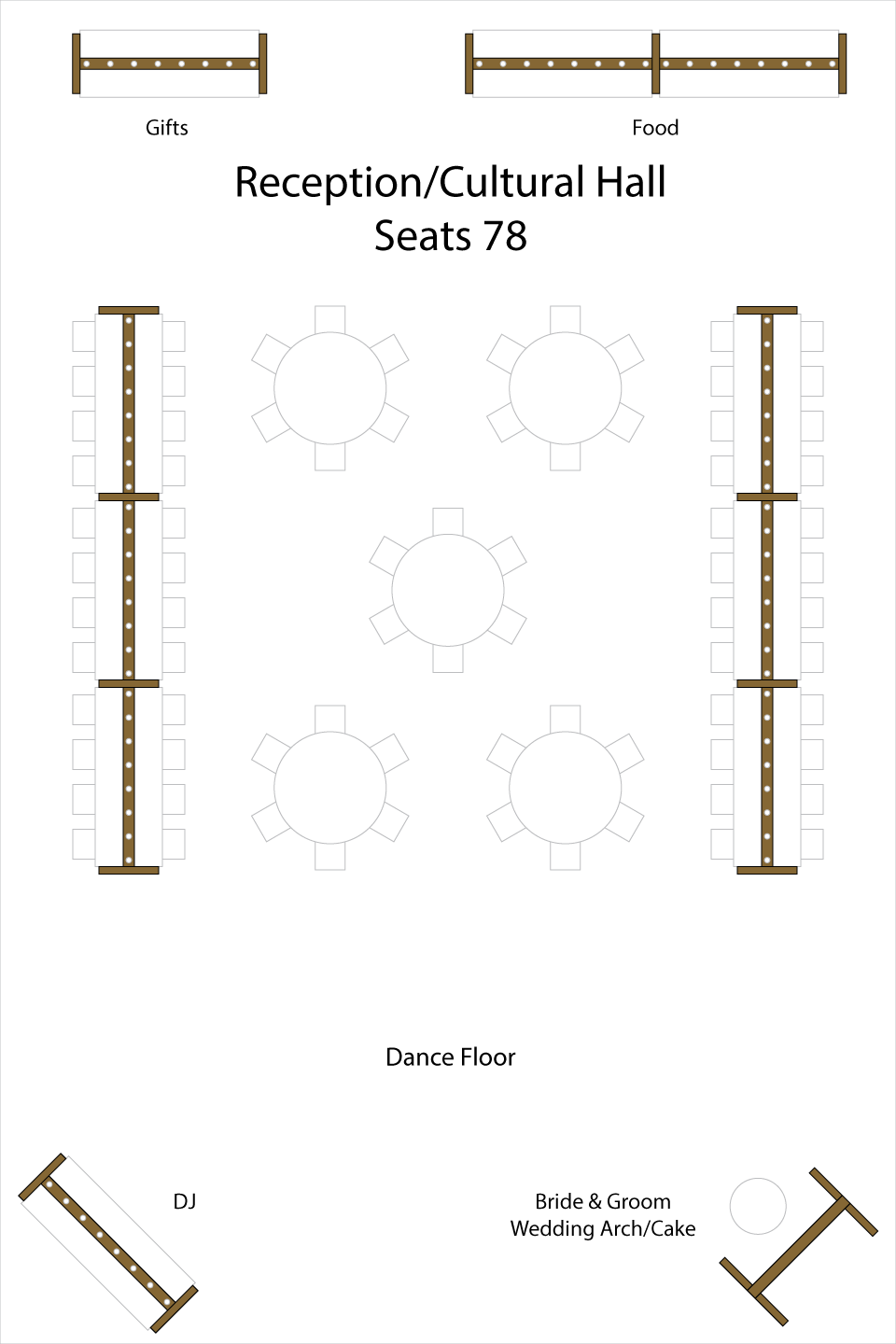 Camdas Lighted Table Arch Sample Layout Camdas Lighted Table Arch Sample Layout for an LDS Chapel Cultural Hall Reception