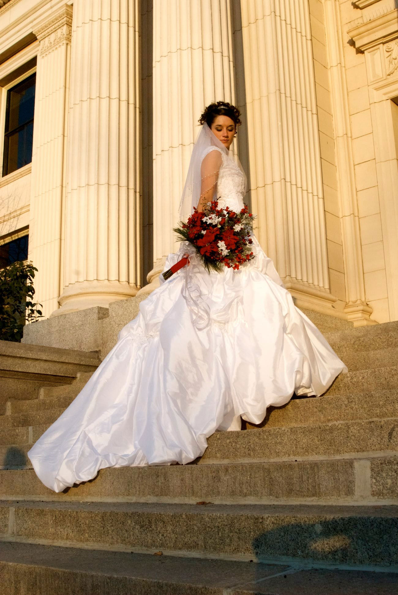 Winter Wedding Portrait featuring Custom Silk Floral Bridal Bouquet